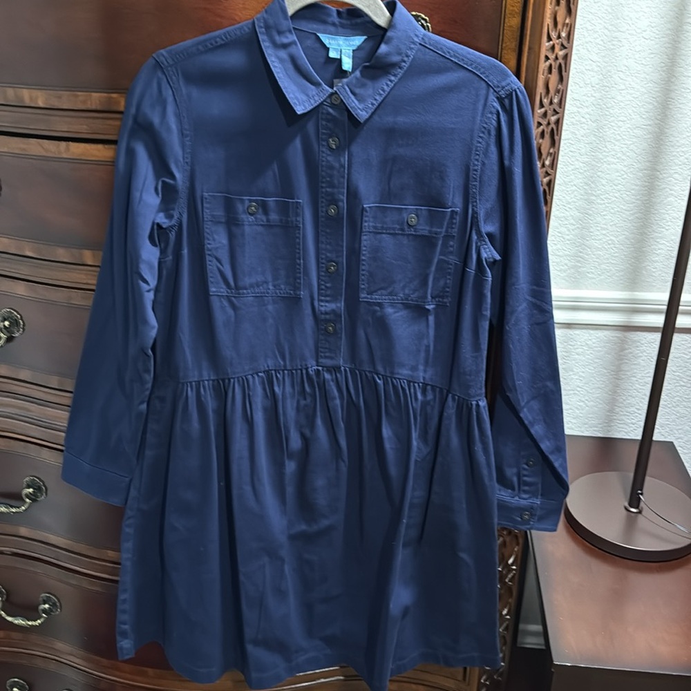 🆕 NWT Draper James Utility Dress in Washed Twill, size small, nassau navy
